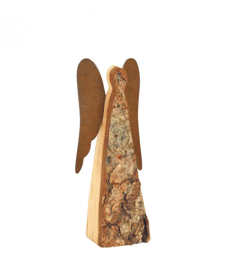 Discount Ange De Noël En Bois Avec Ailes Metal, 12 Cm Anges De Noël En Bois