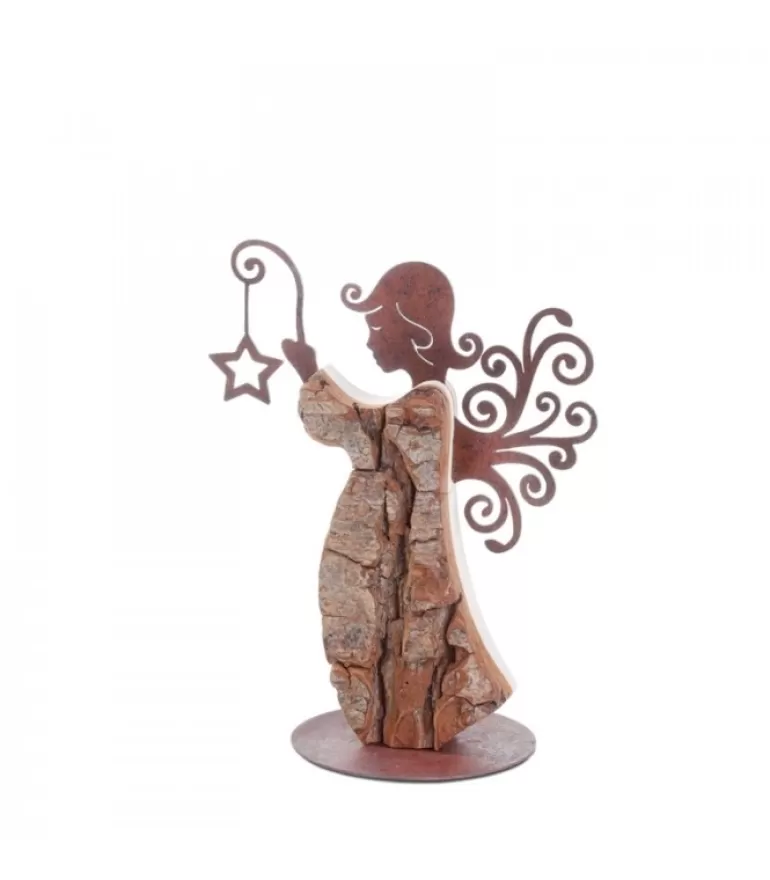 Flash Sale Ange De Noël En Bois Avec Ailes Metal, 15 Cm Anges De Noël En Bois