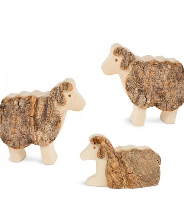 Cheap Animaux En Bois Pour Crèche De Noël, Trois Moutons 5 Cm Crèche De Noël Artisanale