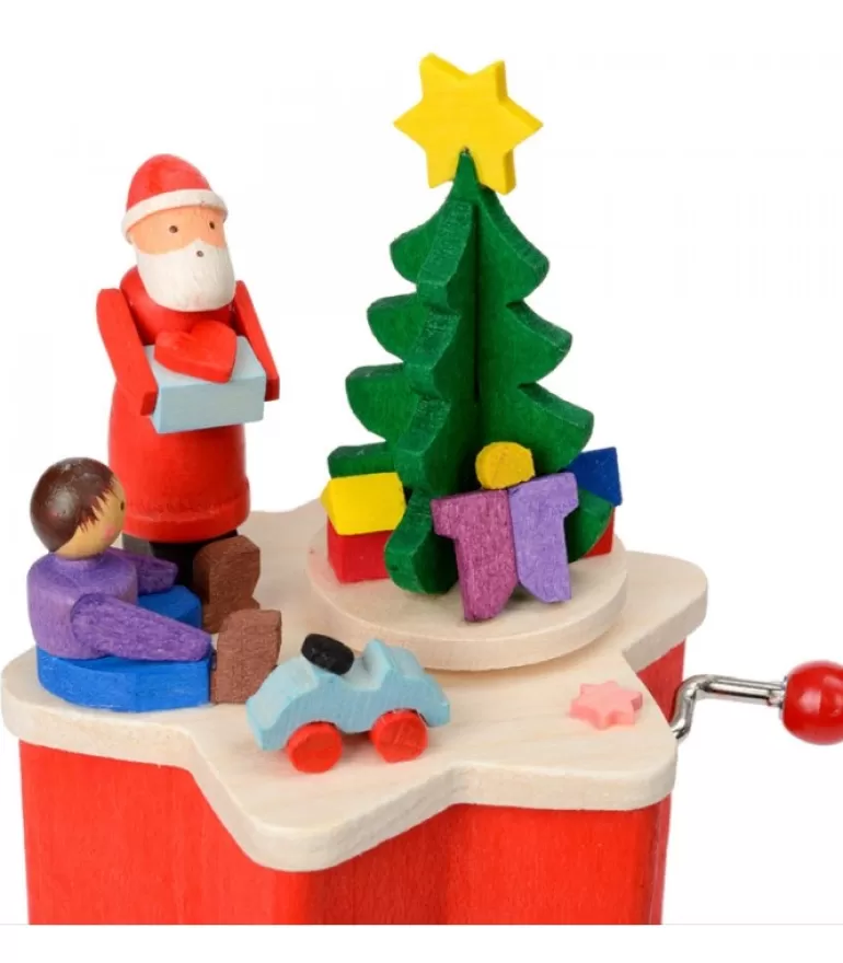 Cheap Boite A Musique A Manivelle Rouge, Père Noël Et Enfant Boite A Musique Noël
