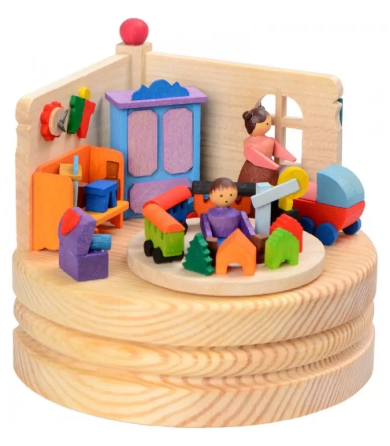 Hot Boite A Musique En Bois, Maman Et Ses 2 Enfants Boite A Musique Noël