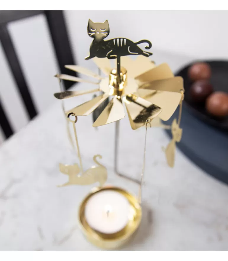 Store Bougeoir Carrousel Famille Chats Dores Bougeoirs Carrousels Photophore De Noël