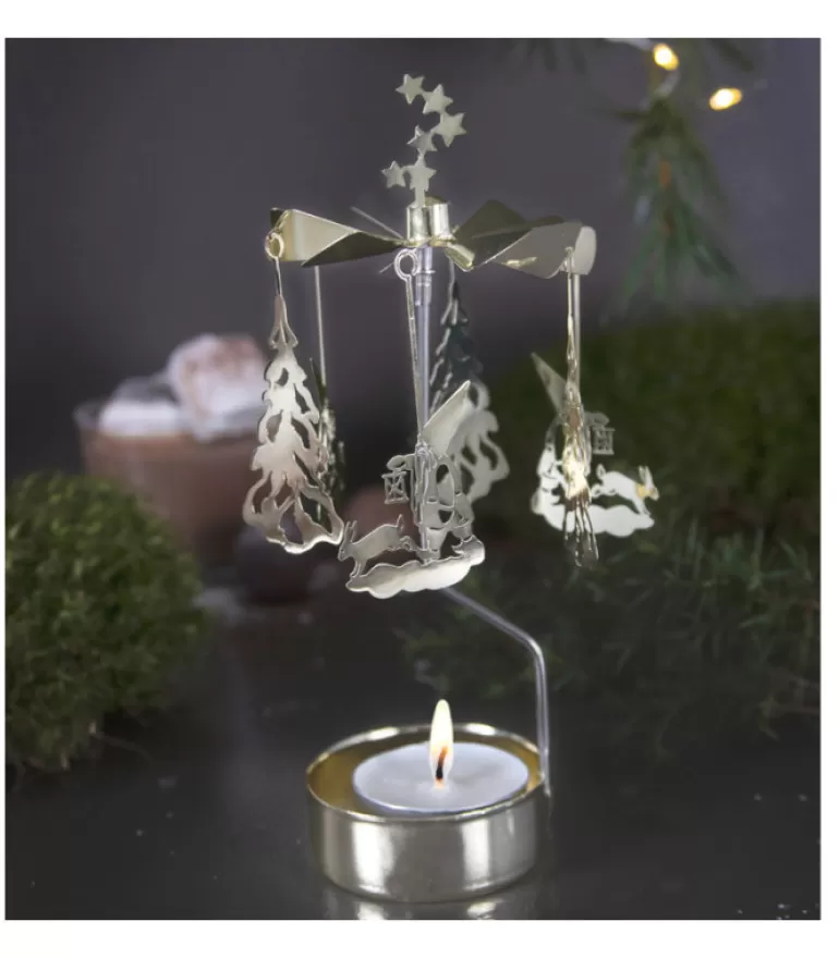 Shop Bougeoir Carrousel Lutin Marchant Dans LÀ Neige Bougeoirs Carrousels Photophore De Noël