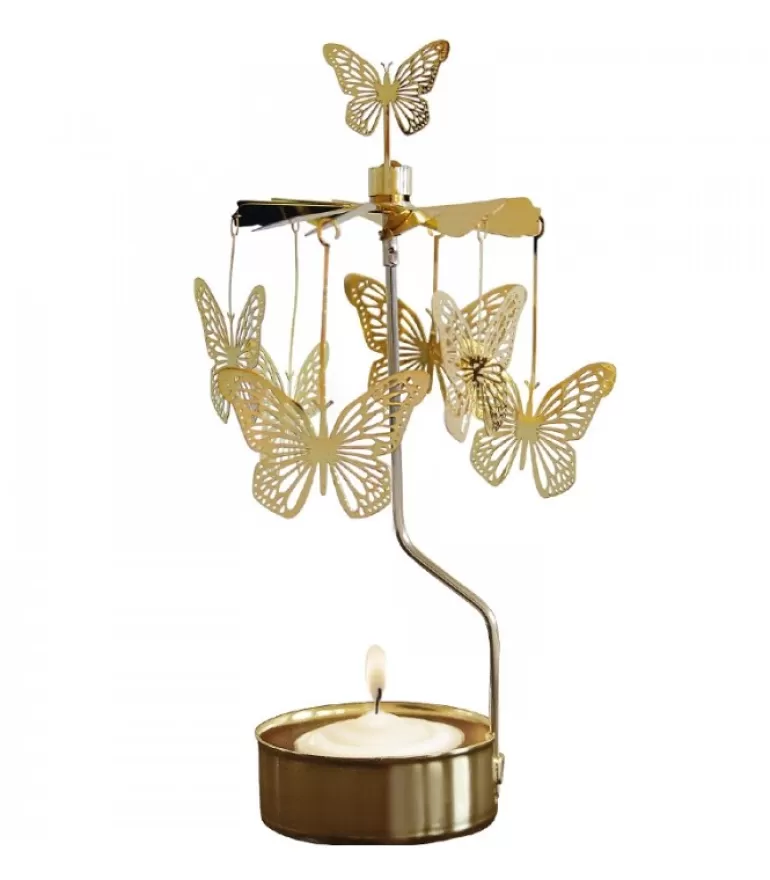 Best Sale Bougeoir Carrousel Papillons Dores Bougeoirs Carrousels Photophore De Noël
