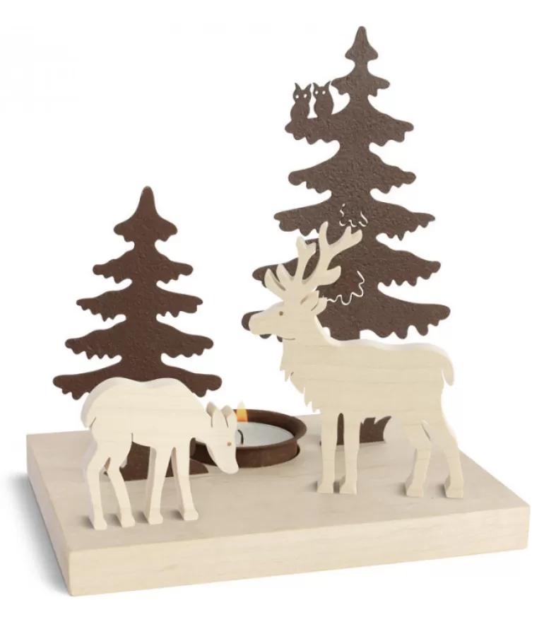 Cheap Bougeoir De Table Décoratif, Cerf Et Biche Animaux En Bois