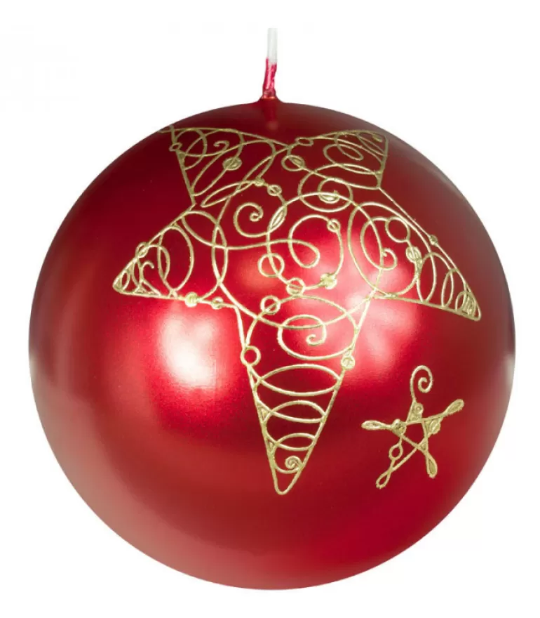 Sale Bougie De Noël Boule Avec Etoile, 8 Cm Bougies Décoratives