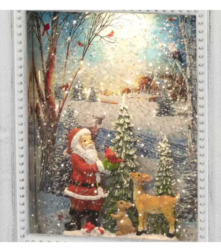 Outlet Cadre Photo Lumineux Père Noël Avec Animaux Lanternes De Noël À Neige