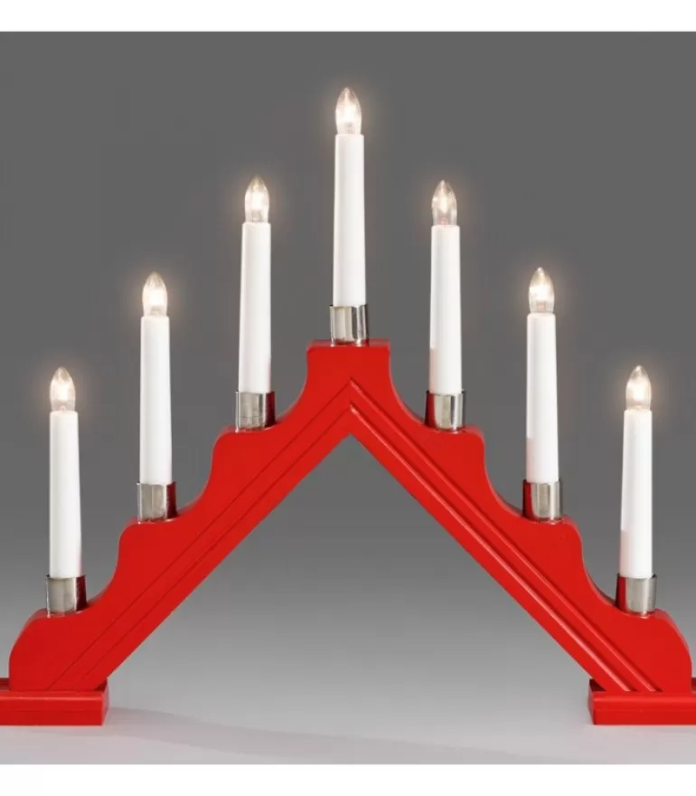 Best Sale Chandelier À 7 Branches En Bois, Rouge Chandeliers De Noël À 7 Branches