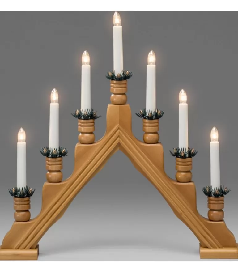 Outlet Chandelier 7 Bougies Electriques En Bois De Chene Chandeliers De Noël À 7 Branches