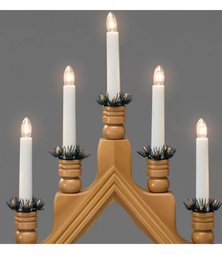 Outlet Chandelier 7 Bougies Electriques En Bois De Chene Chandeliers De Noël À 7 Branches