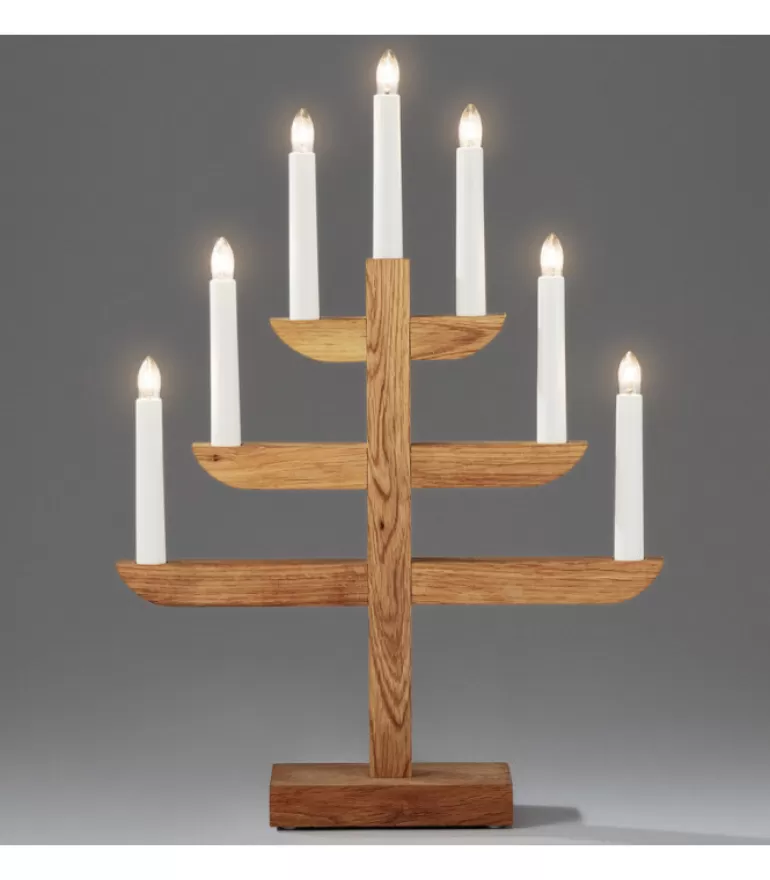 Best Sale Chandelier 7 Branches En Bois De Chene Huile, 46 Cm Chandeliers De Noël À 7 Branches