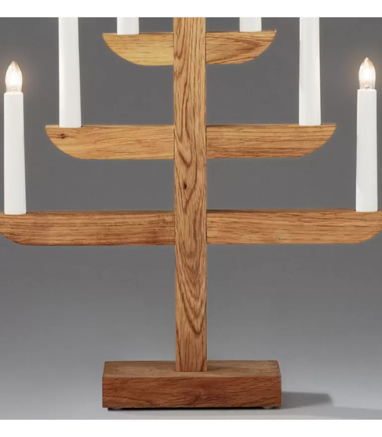 Best Sale Chandelier 7 Branches En Bois De Chene Huile, 46 Cm Chandeliers De Noël À 7 Branches