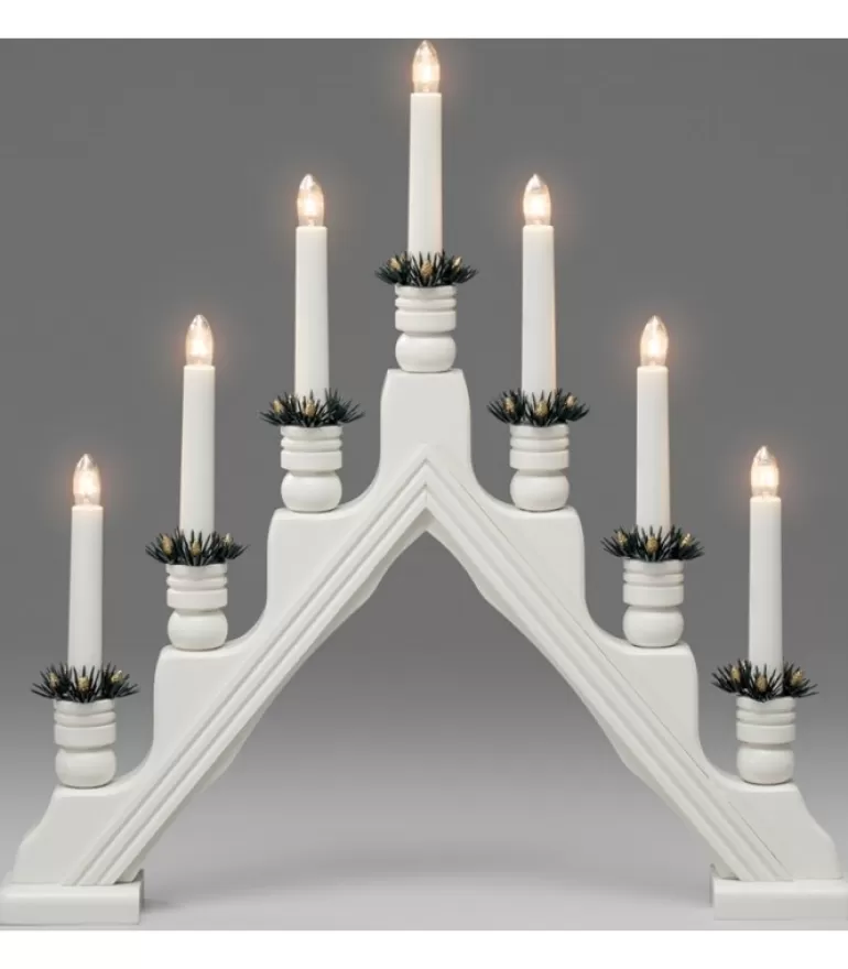 Outlet Chandelier Blanc À 7 Branches, Bougies Electriques Chandeliers De Noël À 7 Branches