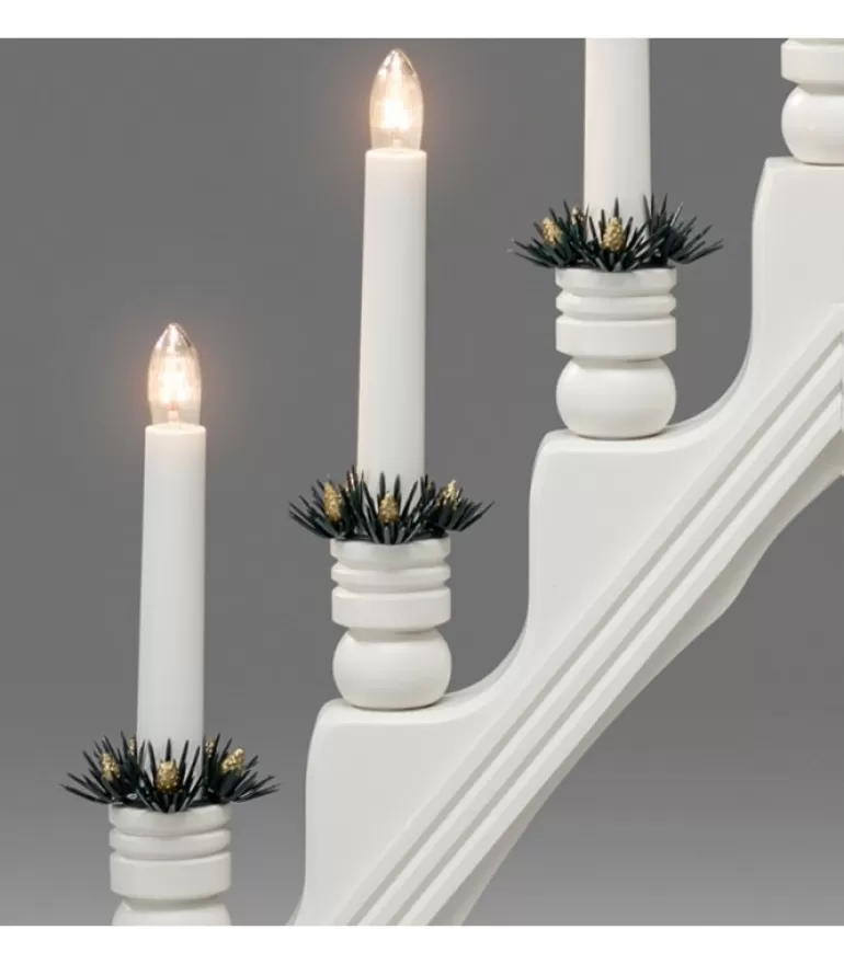 Outlet Chandelier Blanc À 7 Branches, Bougies Electriques Chandeliers De Noël À 7 Branches
