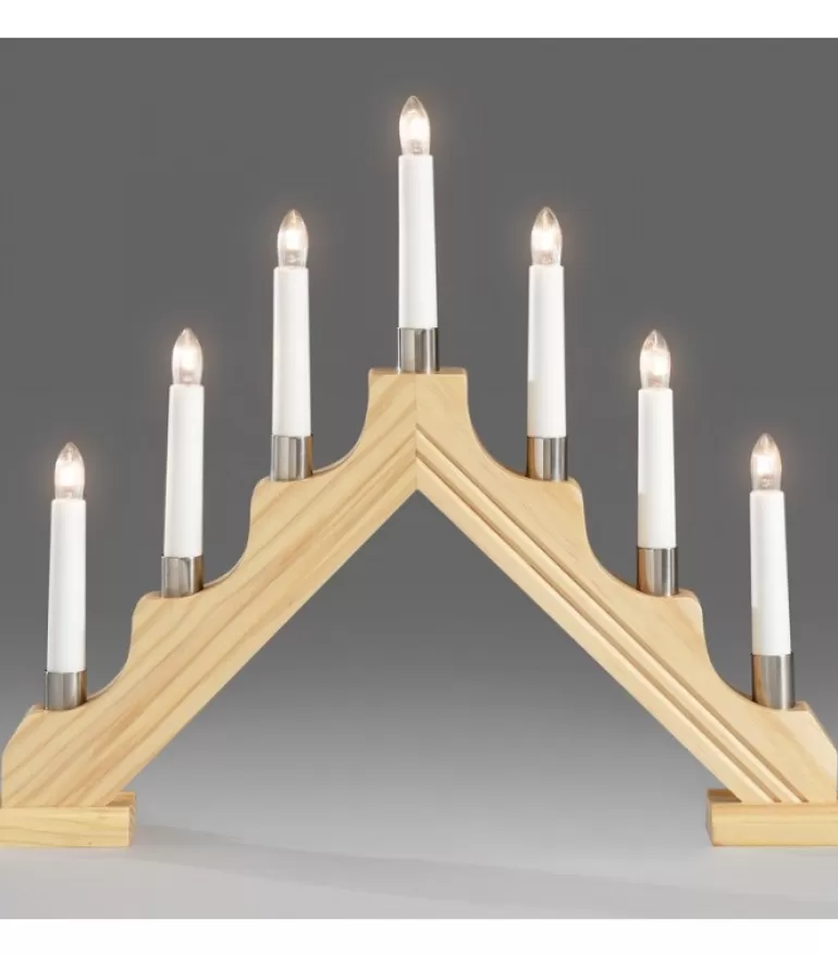 Discount Chandelier De Noël À 7 Branches, Bois Naturel Chandeliers De Noël À 7 Branches