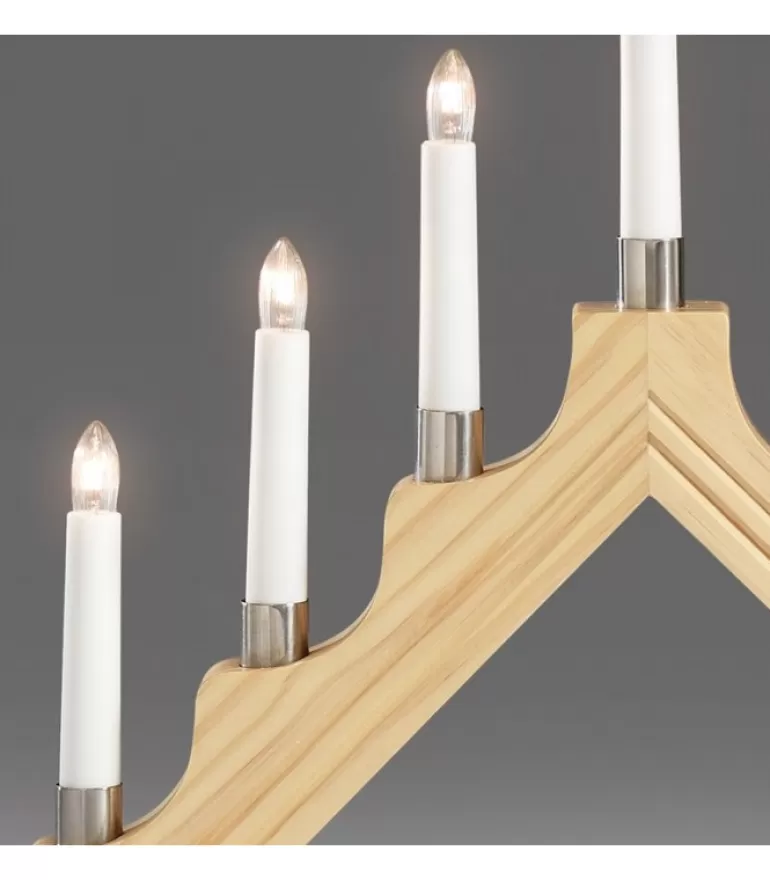 Discount Chandelier De Noël À 7 Branches, Bois Naturel Chandeliers De Noël À 7 Branches