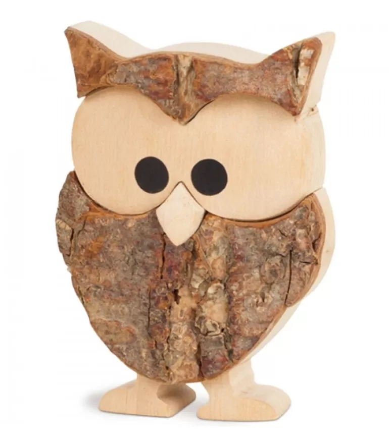 Fashion Chouette En Bois Cisele, Ecorce Et Erable, 7,5 Cm Chouettes Et Hiboux En Bois