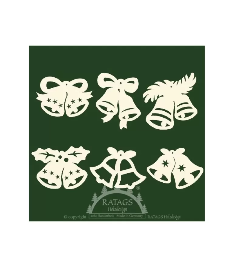 Fashion 6 Clochettes Pour Décorer Le Sapin De Noël - Set N° 14 Décorations En Bois Pour Sapin De Noël