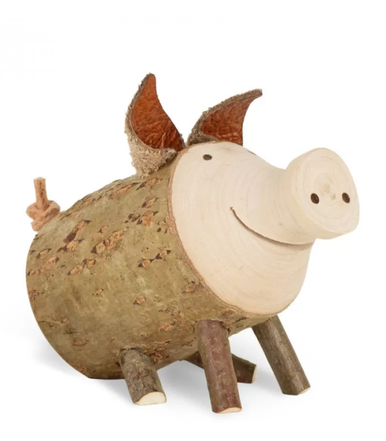 Fashion Cochon En Bois Assis, 4 Cm Animaux En Bois