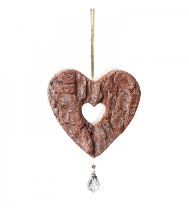 Flash Sale Coeur En Bois A Suspendre Avec Cristal Swarovski Décorations En Bois Pour Sapin De Noël
