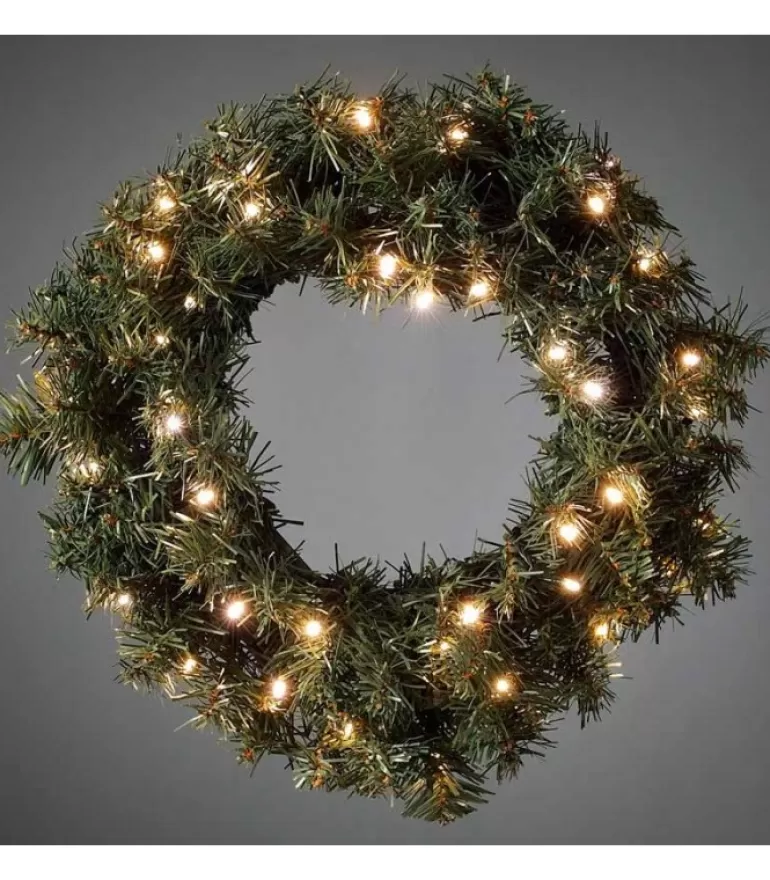Clearance Couronne De Noël Lumineuse Sapin, 45 Cm Guirlande Lumineuse Extérieur