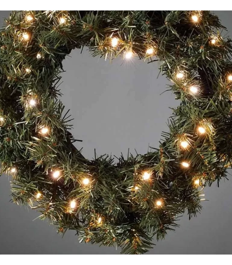 Clearance Couronne De Noël Lumineuse Sapin, 45 Cm Guirlande Lumineuse Extérieur