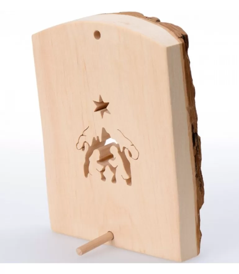 Clearance Crèche A Poser En Ecorce De Bois, 11 Cm Crèche De Noël Artisanale