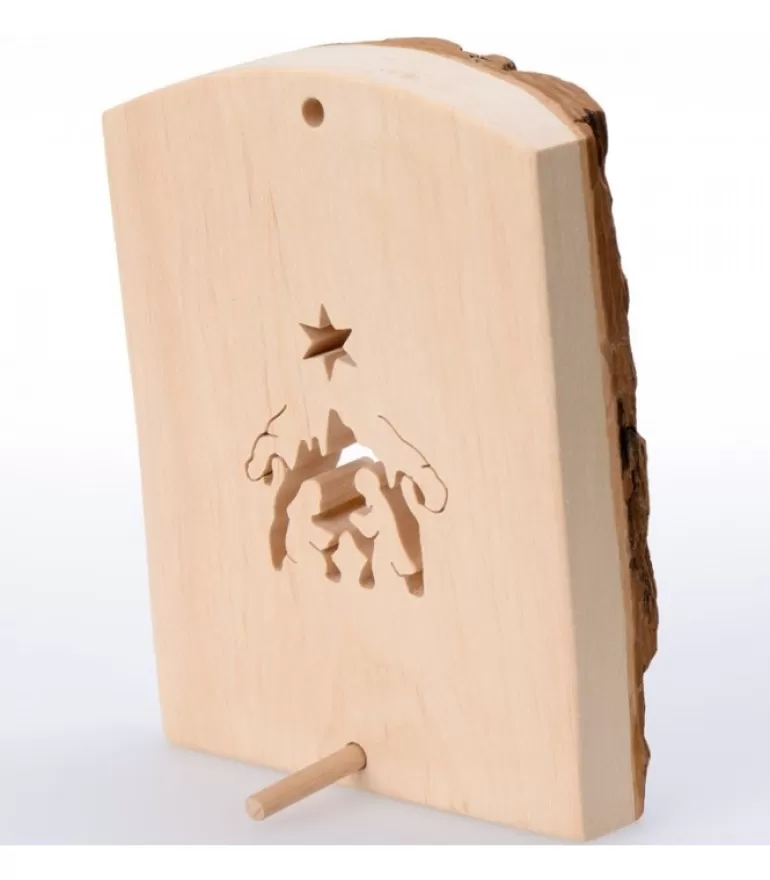 Clearance Crèche A Poser En Ecorce De Bois, 11 Cm Crèche De Noël Artisanale