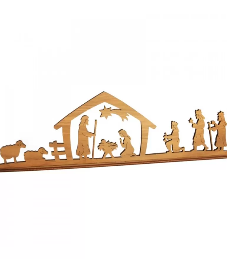 Online Crèche De Noël Diorama En Bois D'Olivier, 8 Cm Crèche De Noël En Bois