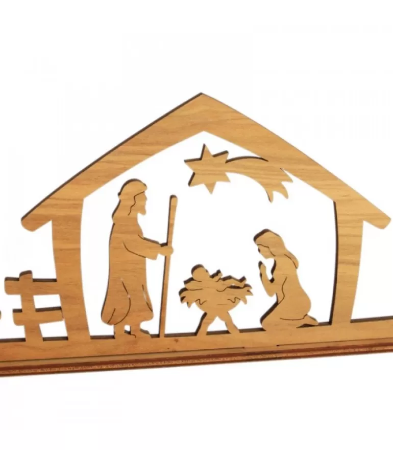 Online Crèche De Noël Diorama En Bois D'Olivier, 8 Cm Crèche De Noël En Bois