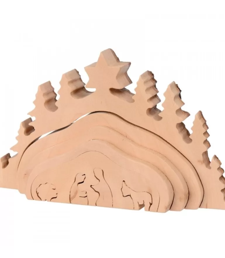 Shop Crèche De Noël Taillee Dans Une Ecorce De Bois, Motif Grotte, 20 Cm Crèche De Noël Artisanale