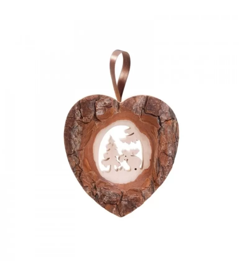 Discount Décoration Murale En Bois, Grand Coeur Motif Elan, 14,5 Cm Coeur En Bois
