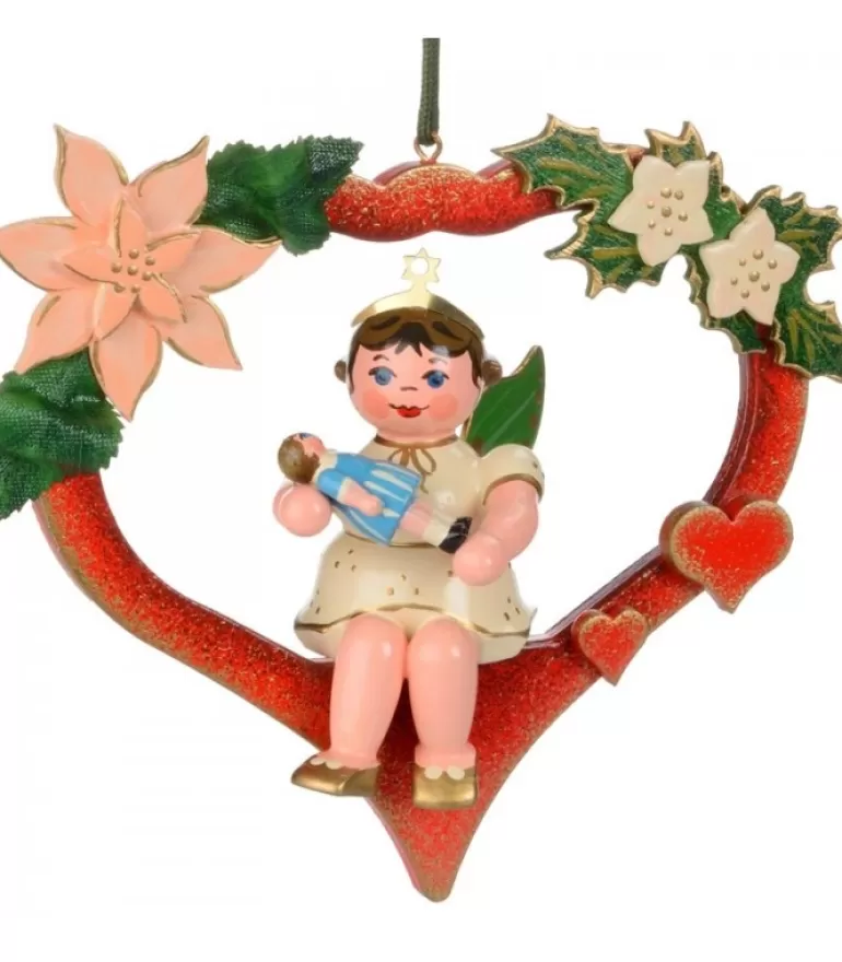 Flash Sale Décoration Sapin De Noël, Ange Dans Un Coeur Rouge Déco Sapin De Noël Vintage
