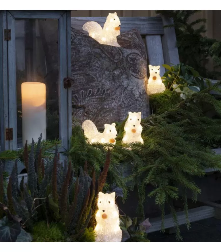 Clearance Ecureuils Lumineux 12 Cm En Acrylique, 40 Diodes Blanc Chaud Oiseaux Lumineux Et Animaux Lumineux