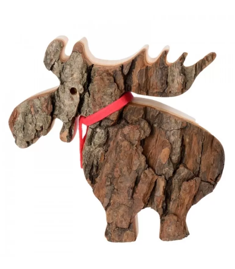 Best Elan En Bois Avec Noeud Rouge 14 Cm Animaux En Bois
