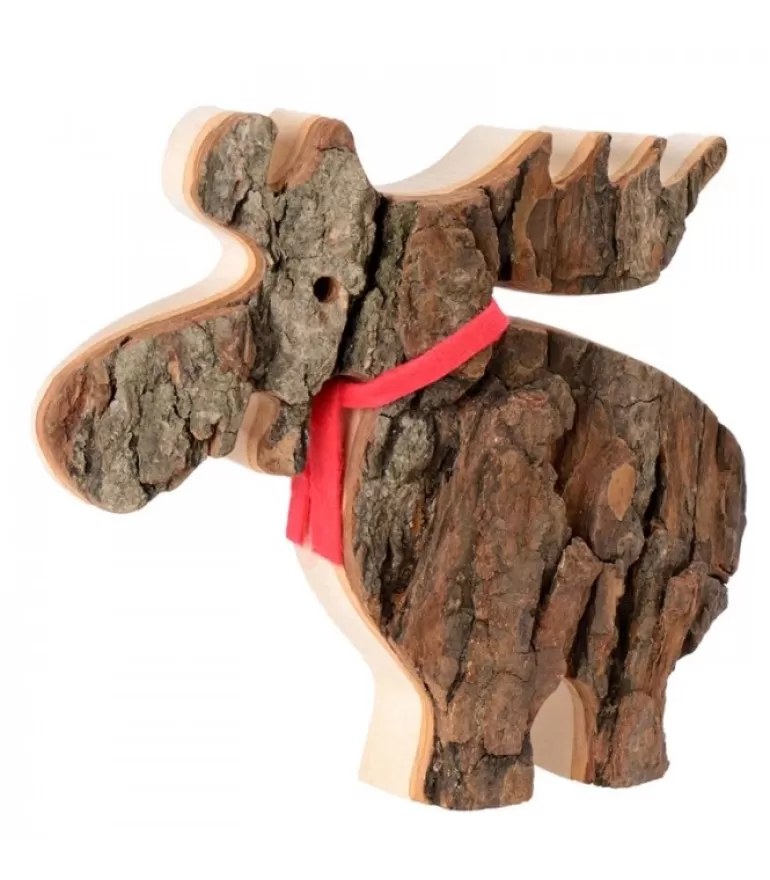 Best Elan En Bois Avec Noeud Rouge 14 Cm Animaux En Bois