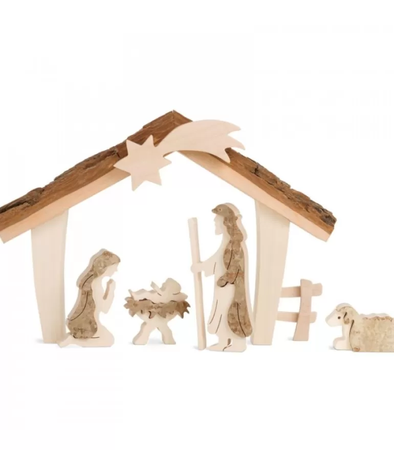 Cheap Etable De Bethleem Avec Figurines En Ecorce, 12,5 Cm Crèche De Noël Artisanale