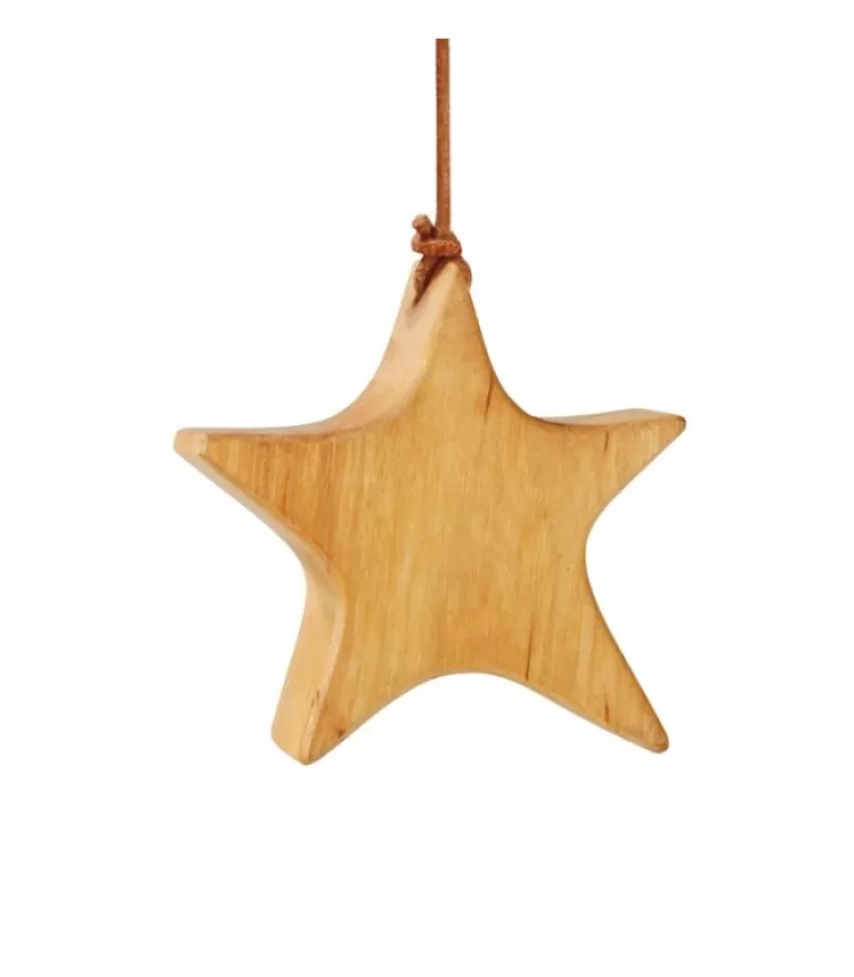 Best Etoile En Bois D'Aulne A Suspendre, Asymetrique 9 Cm Décorations En Bois Pour Sapin De Noël