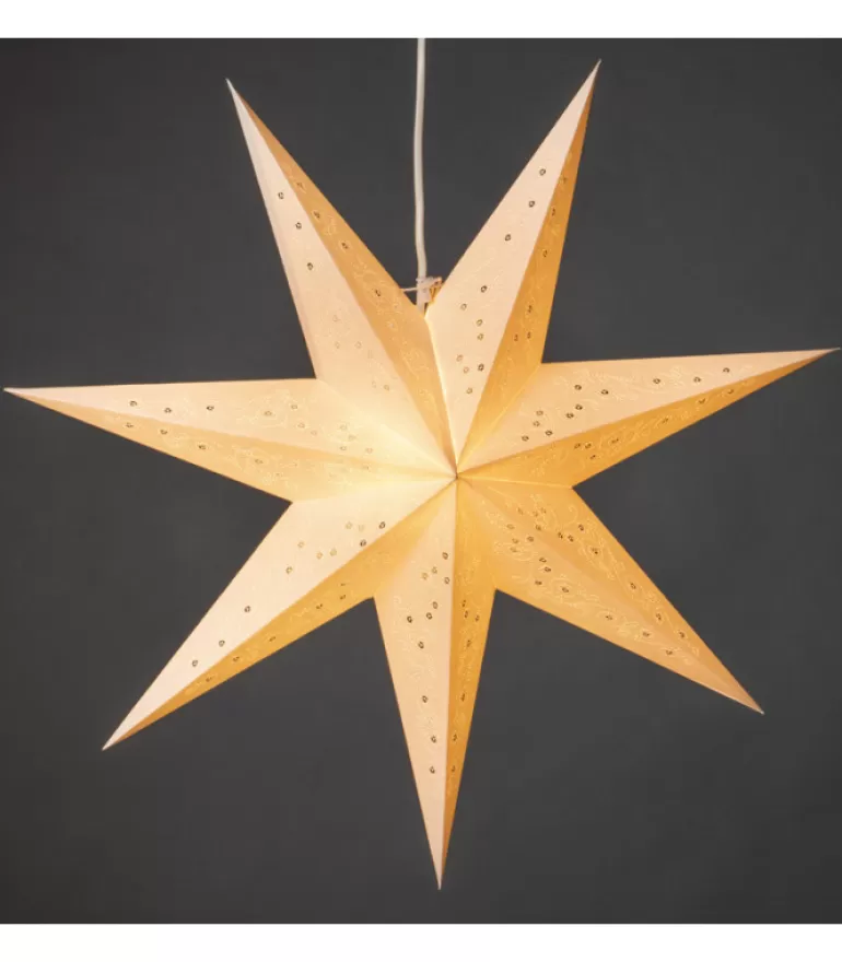 Discount Etoile Lumineuse En Papier A Suspendre, 7 Branches, Blanche, 60 Cm Etoile Lumineuse