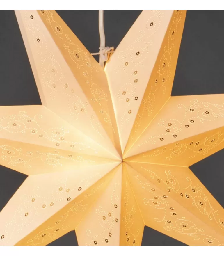 Discount Etoile Lumineuse En Papier A Suspendre, 7 Branches, Blanche, 60 Cm Etoile Lumineuse