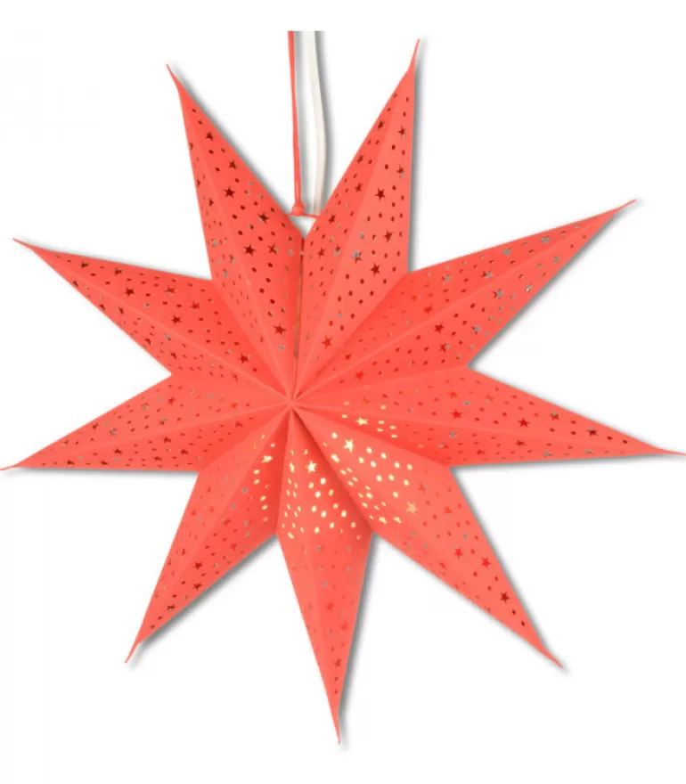 Hot Etoile Lumineuse Rouge En Papier A Suspendre, 45 Cm Etoile Lumineuse