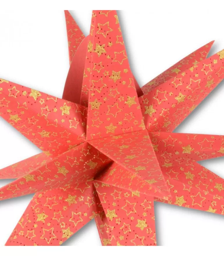Clearance Etoile Lumineuse Rouge En Papier 3D, A Suspendre, 45 Cm Etoile Lumineuse