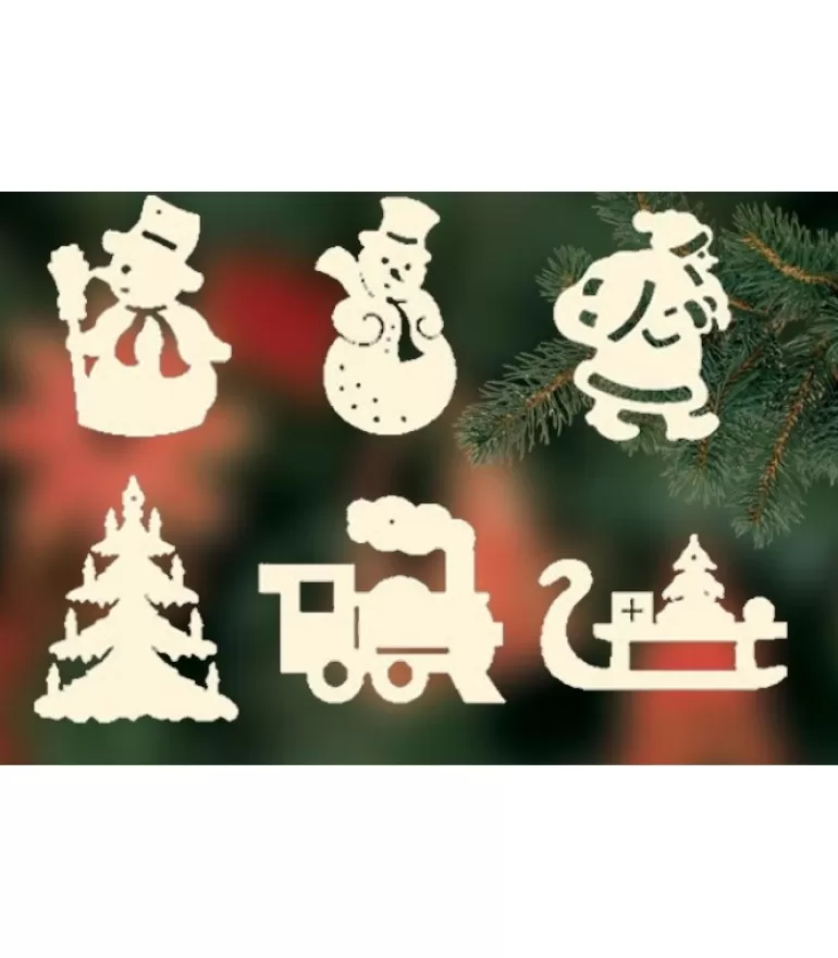 Best Sale 6 Figurines De Noël En Bois Pour Sapin - Set N° 2 Décorations En Bois Pour Sapin De Noël