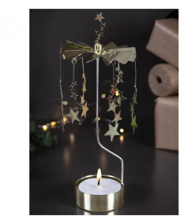 Clearance Grand Bougeoir Carrousel Nuit Etoilee, 28 Cm Bougeoirs Carrousels Photophore De Noël