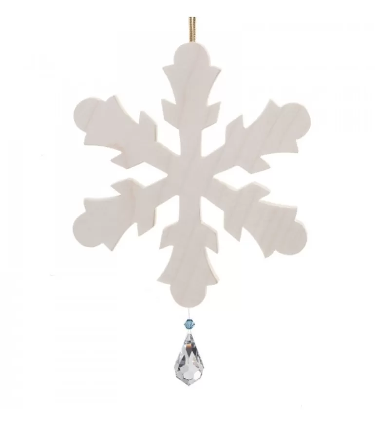 Cheap Grand Flocon De Neige A Suspendre Avec Cristal Swarovski 12 Cm Décorations En Bois Pour Sapin De Noël