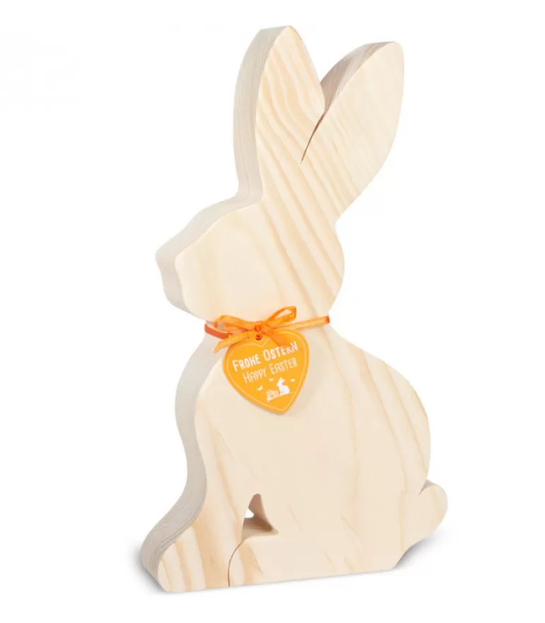 Online Grand Lapin En Bois Naturel, 25 Cm Lapins En Bois De Paques