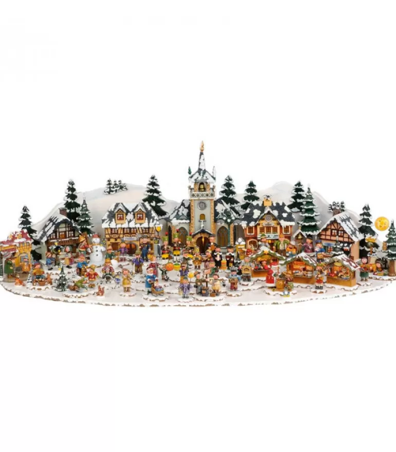 Sale Grand Plateau Décor Winterkinder 48 X 31 Cm Village De Noël Miniature