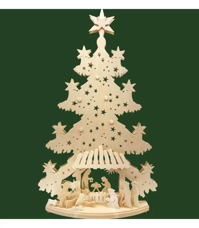 Cheap Grand Sapin Lumineux Led En Bois Avec Personnages De La Crèche Crèche De Noël Lumineuse