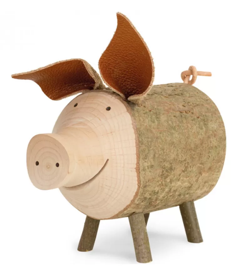 Outlet Gros Cochon En Bois, 9 Cm Animaux En Bois