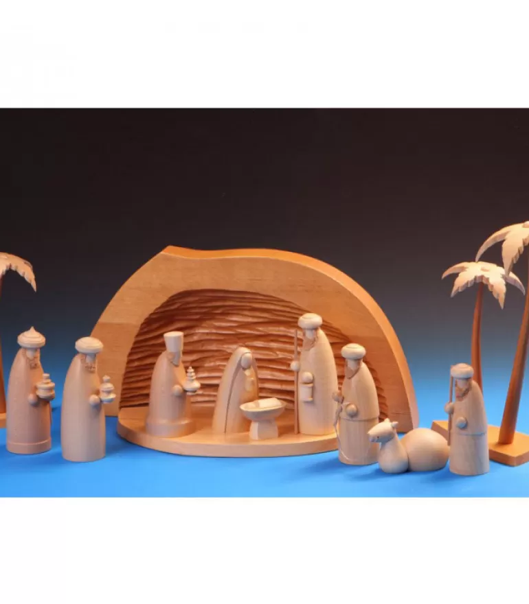 Hot Grotte Pour Crèche De Noël En Bois D'Aulne, 39 Cm Crèche De Noël En Bois